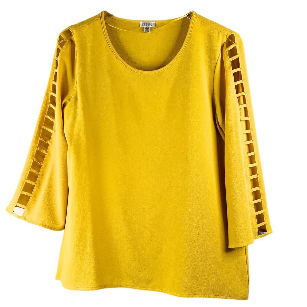 Spense Womens Mustard Yellow Tunic Top Sleeve Cut Outs Women's Size M